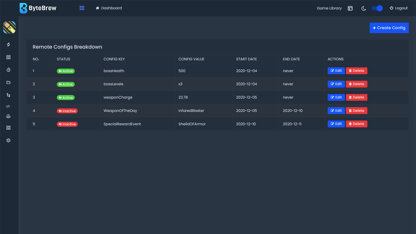 ByteBrew - Game Settings