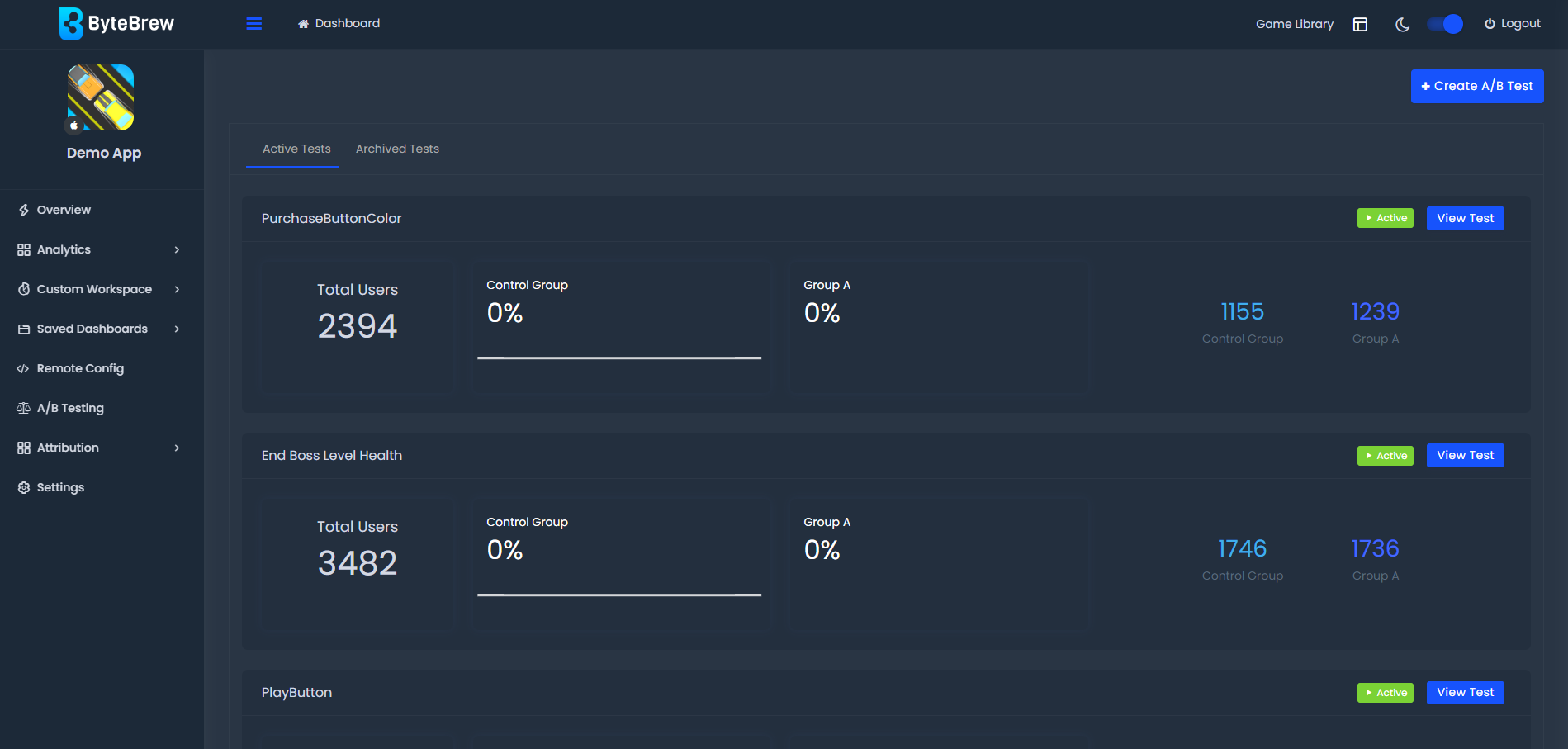 ByteBrew - A/B Testing